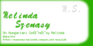 melinda szenasy business card